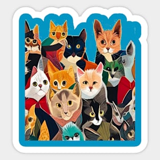 Colorful and Strange Kitties Sticker